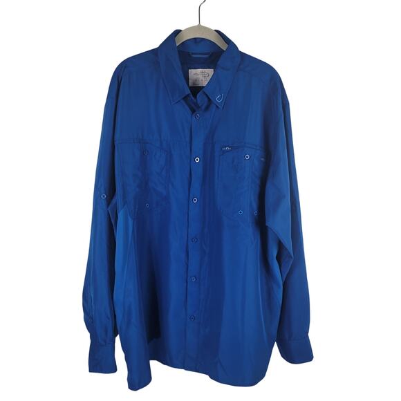 Reel Life Turquoise Blue Men's Activewear Fishing Long Sleeve Top 2XL - Picture 1 of 6